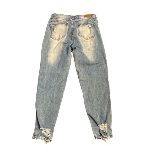 Gogo Women's Juniors Size 7 Blue High Rise Skinny Ankle Distressed Stretch Jeans - Picture 2 of 7